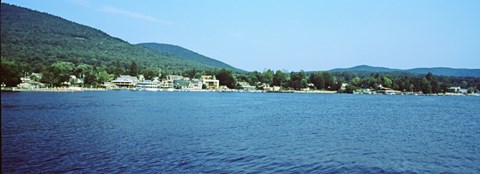 Framed View of a dock, Lake George, New York State, USA Print