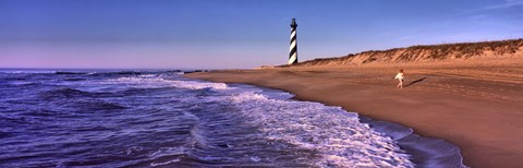 Framed Lighthouse on the beach, Cape Hatteras, North Carolina, USA Print