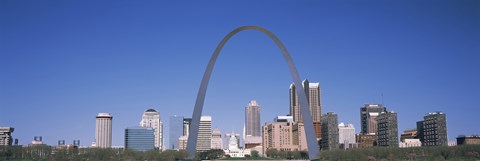 Framed Gateway Arch with city skyline in the background, St. Louis, Missouri Print