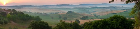 Framed High angle view of the valley at sunset, Val d&#39;Orcia, Tuscany, Italy Print