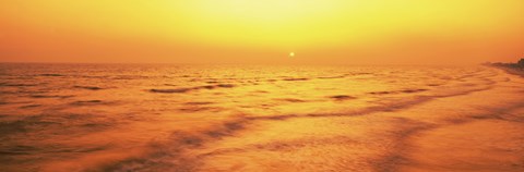 Framed Sunset over Gulf Of Mexico, Panama City Beach, Florida, USA Print