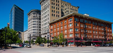 Framed Buildings in a downtown district, Salt Lake City, Utah Print