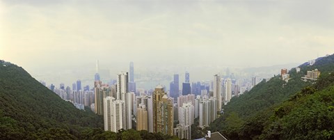 Framed Skyscrapers in a city, Hong Kong, China Print