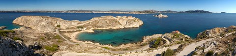 Framed Town of Marseille in the background, Mediterranean Sea, Provence-Alpes-Cote D&#39;Azur, France Print