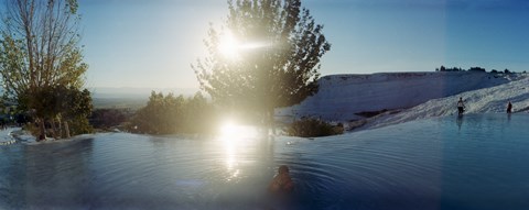 Framed Boy enjoying the hot springs and travertine pool, Pamukkale, Denizli Province, Turkey Print