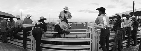 Framed Cowboys at rodeo, Pecos, Texas, USA Print