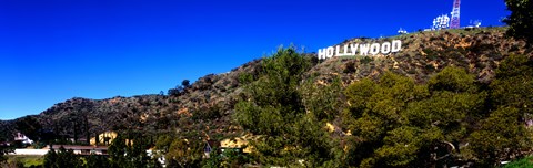 Framed Low angle view of Hollywood Sign, Hollywood Hills, Hollywood, Los Angeles, California, USA Print