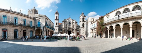 Framed Facade of a cathedral, Plaza De La Catedral, Old Havana, Havana, Cuba Print