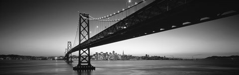 Framed San Francisco Bay Bridge (black &amp; white) Print