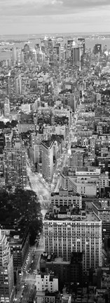 Framed Aerial View of Traffic Through Manhattan (black &amp; white) Print