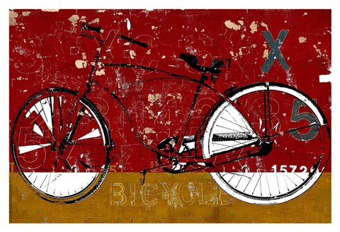 Framed Red Bicycle Print