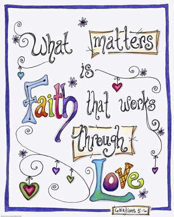 Framed Words of Faith - Faith Through Love Print