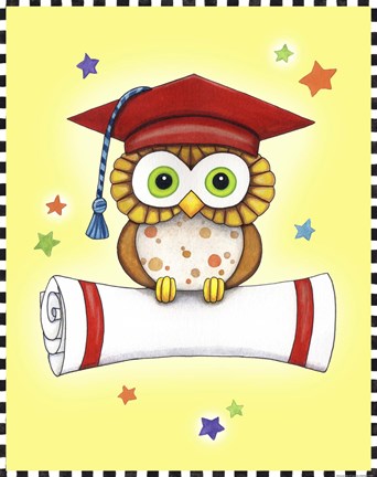 Framed Graduation Owl Print