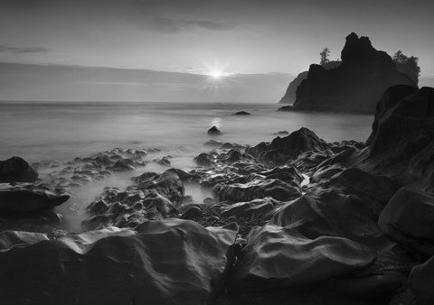 Framed Sunset At Ruby Beach Print
