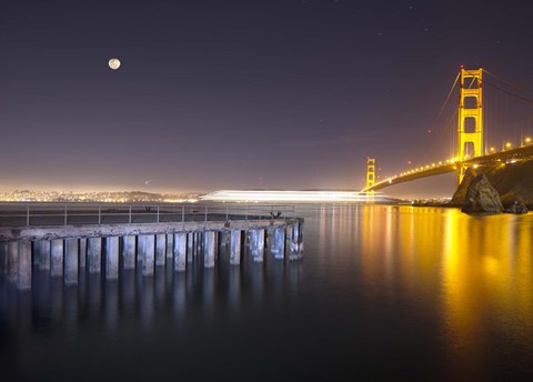 Framed Golden Gate Pier and Stars Print