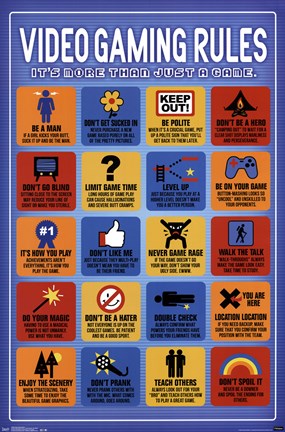 Framed Video Game Rules Print