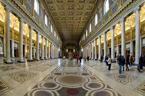 Framed Tourists at a church, Santa Maria Maggiore Church, Rome, Lazio, Italy Print