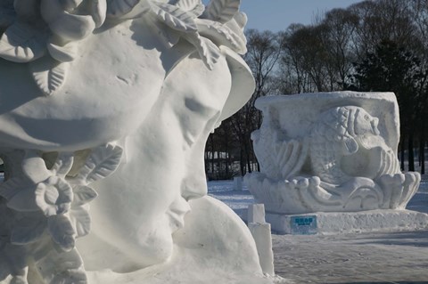 Framed Snow sculptures at Harbin International Sun Island Snow Sculpture Art Fair, Harbin, Heilungkiang Province, China Print