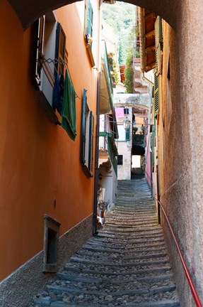 Framed Town steep street, Varenna, Como, Lombardy, Italy Print