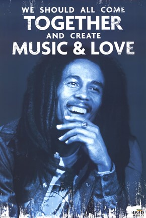 Framed Bob Marley - Love &amp; Music Print