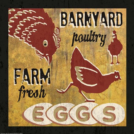 Framed Barnyard Poultry Print
