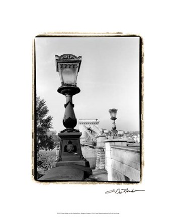 Framed Chain Bridge over the Danube River Print