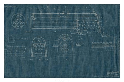 Framed Train Blueprint IV Print