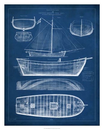 Framed Antique Ship Blueprint II Print