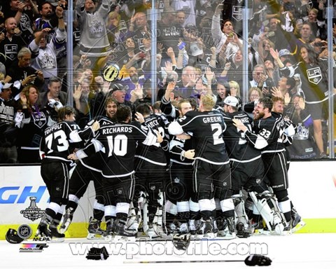 Framed Los Angeles Kings Celebrate Winning Game 5 of the 2014 Stanley Cup Finals Action Print