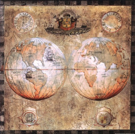 Framed Hemisphere Map Print