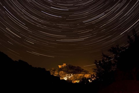 Framed Star trails above Kavir National Park, Iran Print