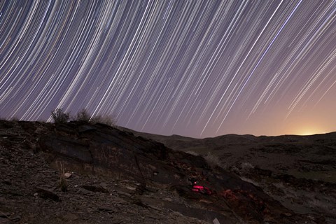 Framed Star trails and rock art in the central province of Iran Print