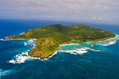 Framed Fregate Island in the Indian Ocean, Seychelles Print