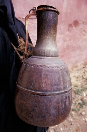 Framed Copper Water Jug is Carried from Well to Homes, Morocco Print