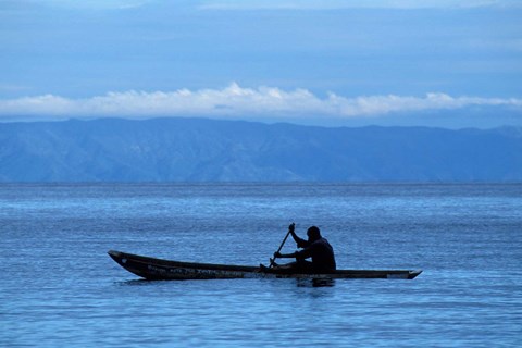Framed Canoe on Lake Tanganyika, Tanzania Print