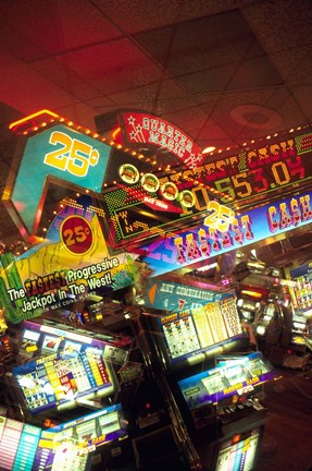 Framed Double exposure, casino signs, Reno, Nevada Print