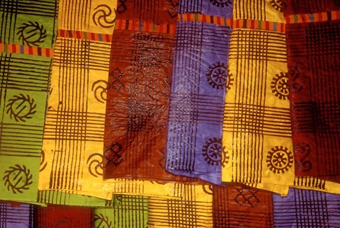Framed Detail of Adinkra Cloth, Market, Sampa, Brongo-Ahafo Region, Ghana Print