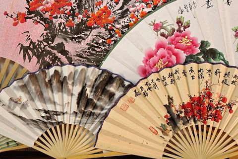 Framed Paper fans, Fuli Village paper fan workshops, Yangshuo, China Print