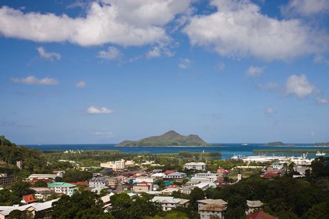 Framed Seychelles, Mahe Island, Victoria, Beau Vallon Road Print