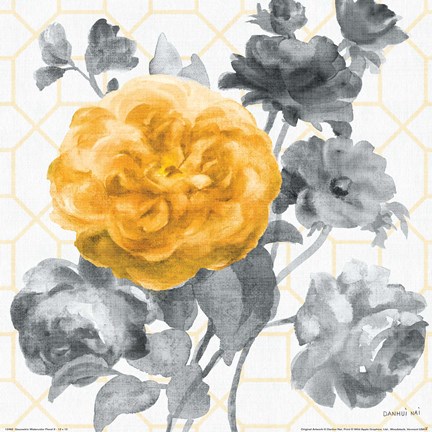 Framed Geometric Watercolor Floral II Print