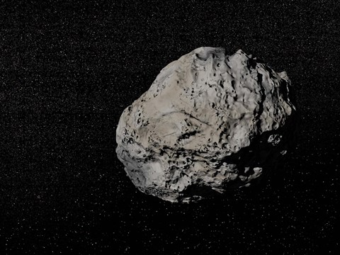 Framed Large grey meteorite in the universe full of stars Print