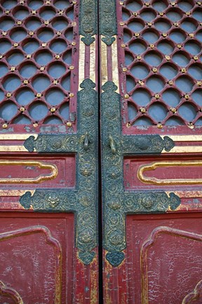 Framed Hall of Supreme Harmony-door detail, The Forbidden City, Beijing, China Print