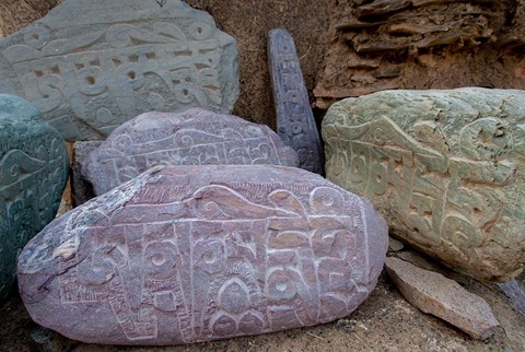 Framed Prayer stones, Ladakh, India Print