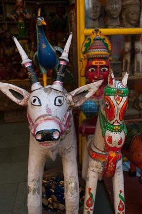 Framed Colorful local handicrafts, Pushkar, Rajasthan, India. Print