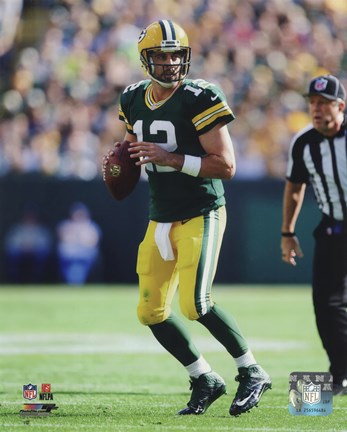 Framed Aaron Rodgers 2014 holding the ball Print