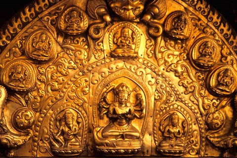 Framed Gold Sculpture Artwork in Bali, Indonesia Print
