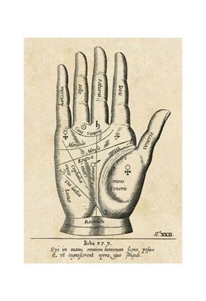 Framed Palmistry: Palm Diagram Print
