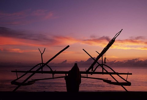 Framed Indonesia, Perahu, Doubleoutrigger fishing canoe Print