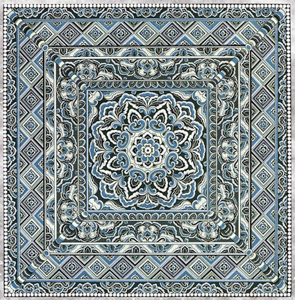 Framed Blue Silver Tile IV Print