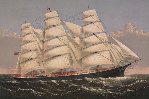 Framed Clipper Ship &quot;Three Brothers&quot;, ca. 1875 Print